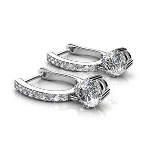 jewellery earrings silver crystals huggie