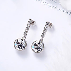 silver drop crystal earrings bridal women