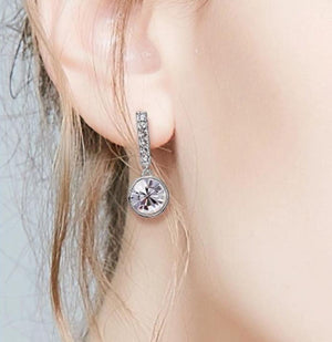 silver drop crystal earrings bridal women