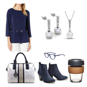 Frenelle Jewellery pearl drop earrings with crystals