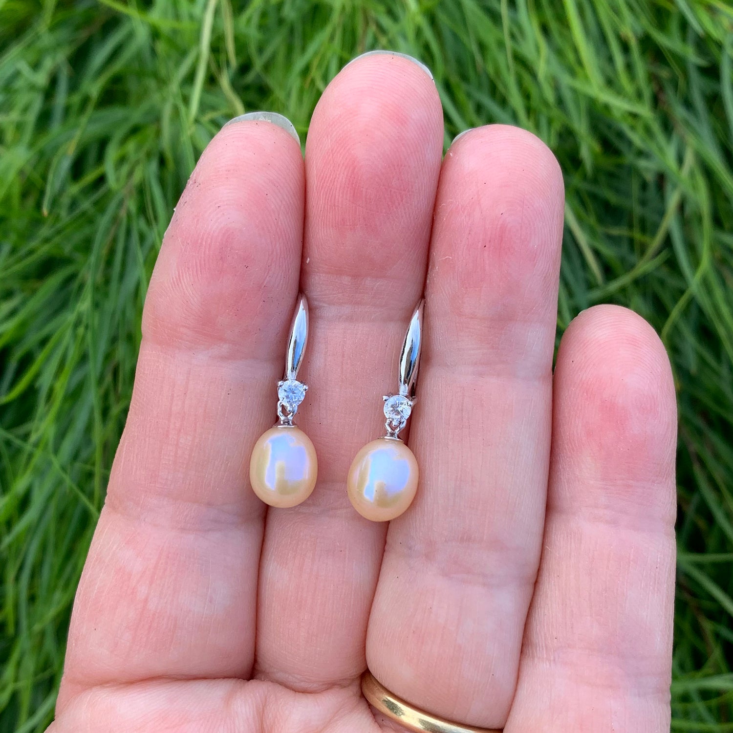 pearl drop earrings for women crystal