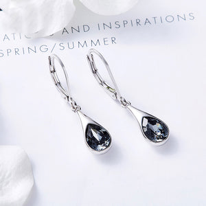 black crystal silver jewellery set