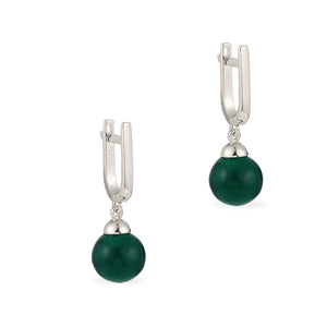 frenelle jewellery earrings green silver huggie