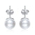 white pearl silver stud earrings women bridal
