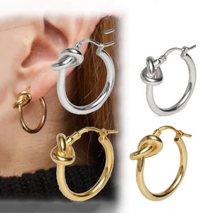 gold knot hoop earring