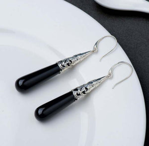 black onyx jewellery set silver plate