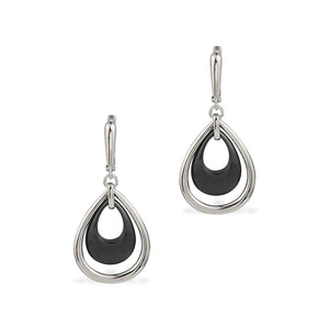 black silver drop huggie earrings jewellery