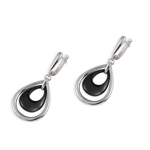 black silver drop huggie earrings jewellery