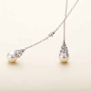 white pearl silver crystal necklace for women bridal