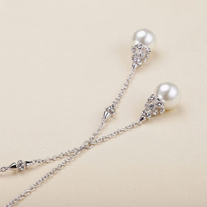 white pearl silver crystal necklace for women bridal
