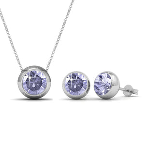 crystal silver matching jewellery set for women