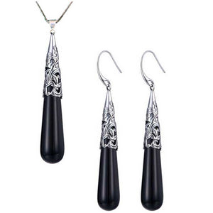 black onyx jewellery set silver