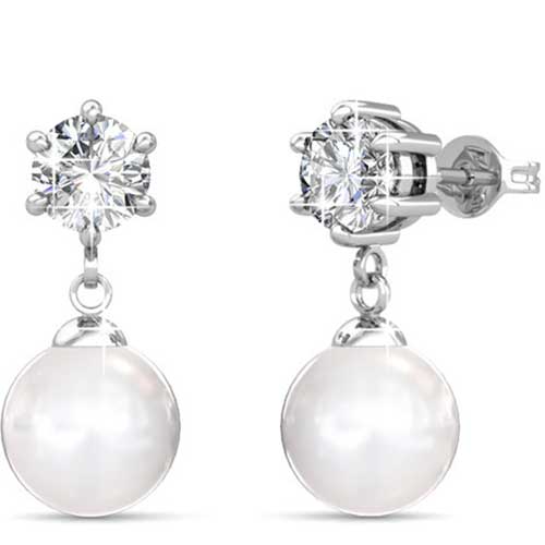 crystal pearl drop earrings bridal wedding auckland nz