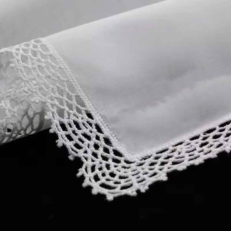 Lace wedding handkerchief in 100% cotton "Set of 3"