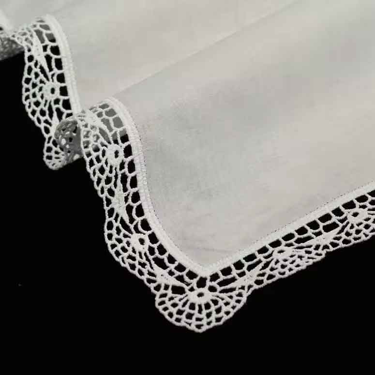 Lace wedding handkerchief in 100% cotton "Set of 3"