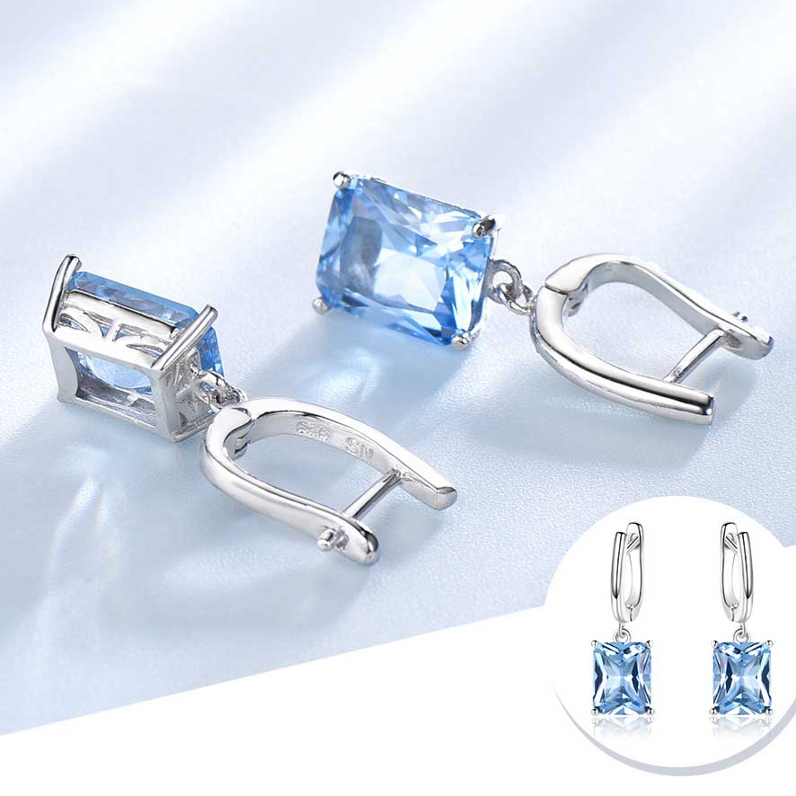 Topaz blue drop earrings frenelle jewellery