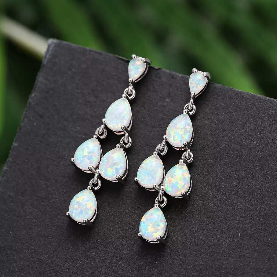 silver opal dangle earrings frenelle jewellery online auckland nz