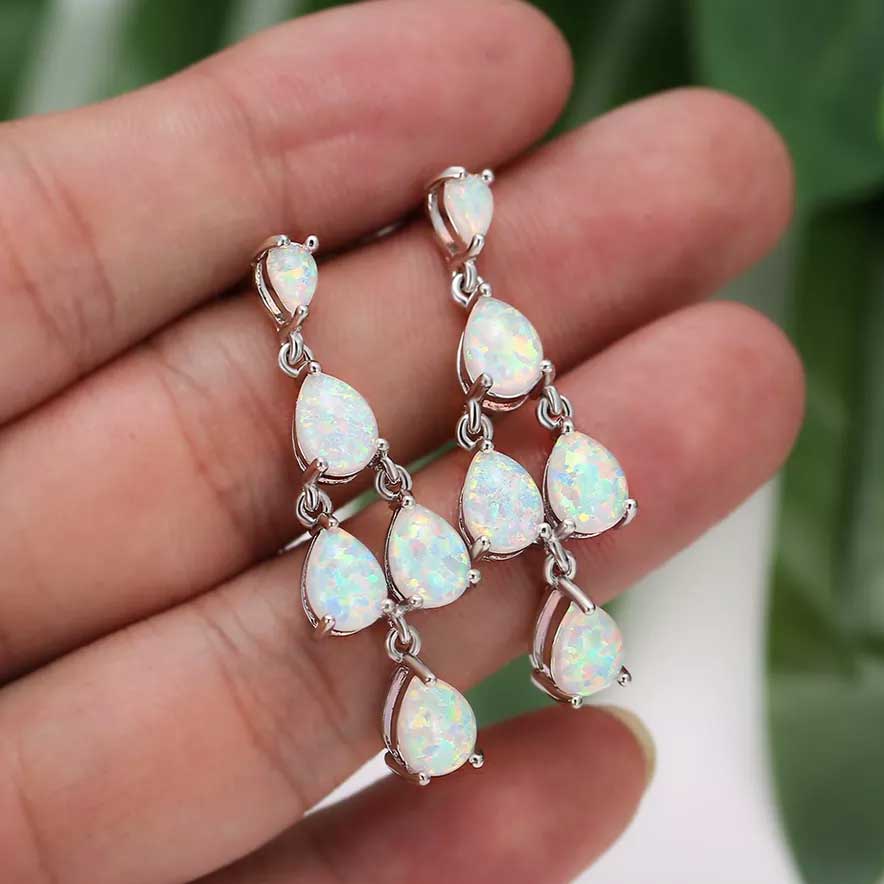 silver opal dangle earrings frenelle jewellery online auckland nz