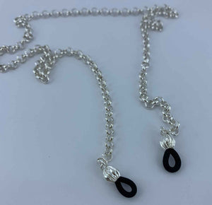 Silver rolo reading glasses chain