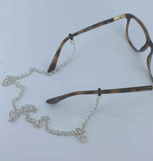 Silver rolo reading glasses chain