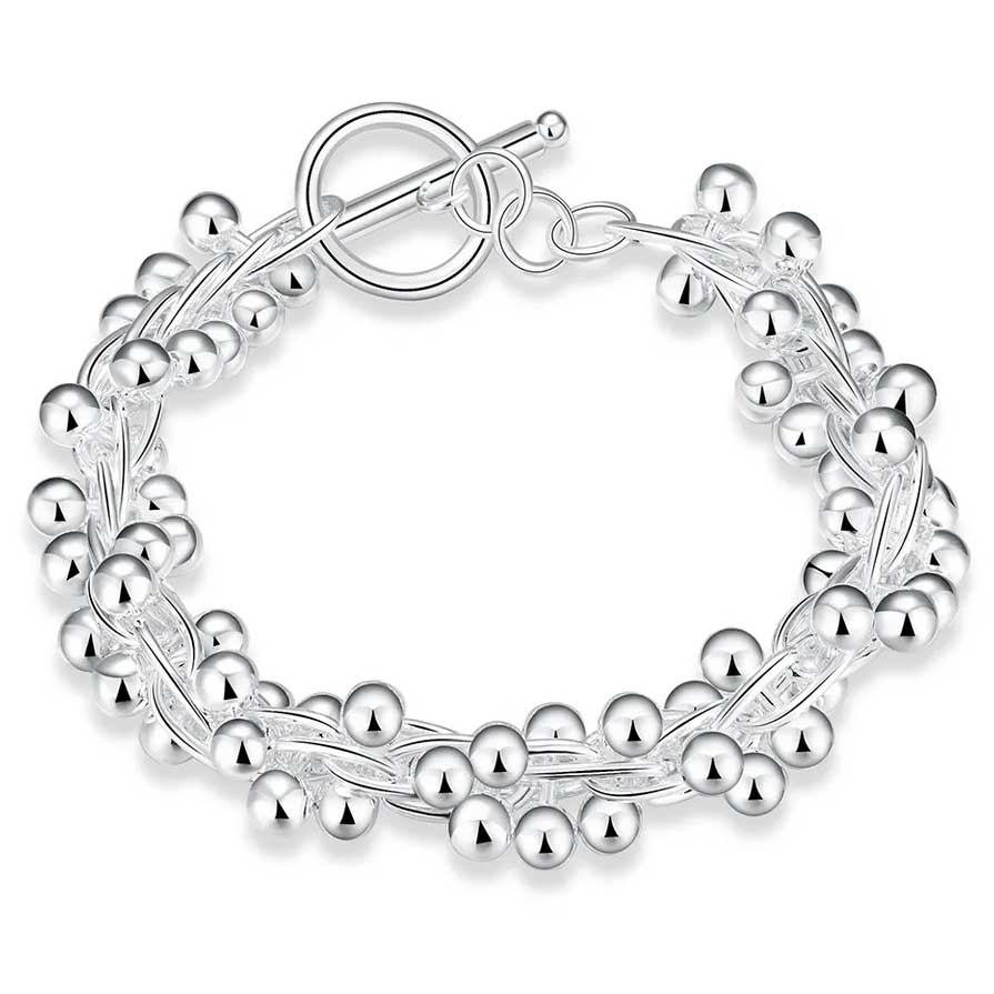 925 Sterling Silver Spiral Ball Chain Bracelet "Adelaide"