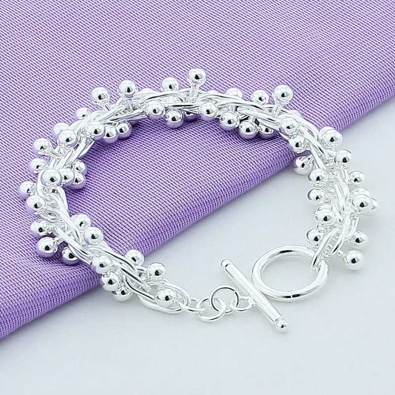 925 Sterling Silver Spiral Ball Chain Bracelet "Adelaide"