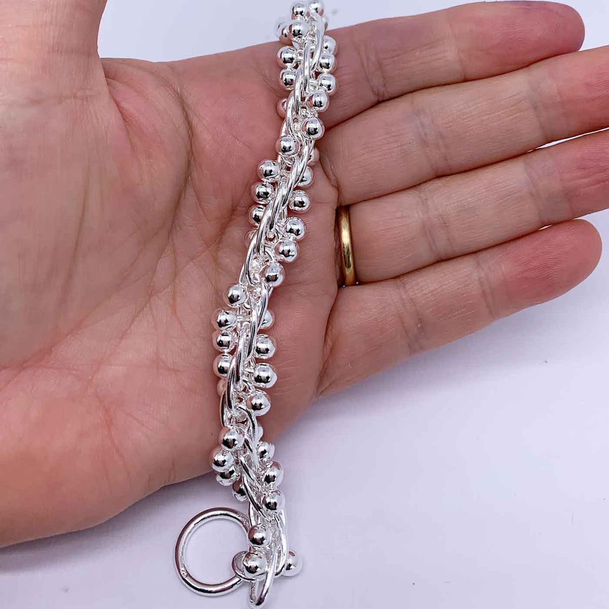 925 Sterling Silver Spiral Ball Chain Bracelet "Adelaide"