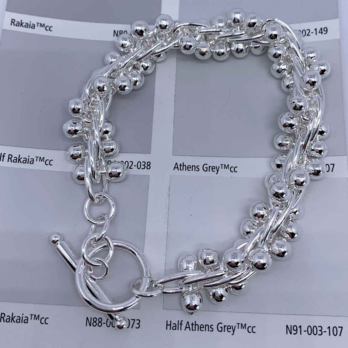 925 Sterling Silver Spiral Ball Chain Bracelet "Adelaide"