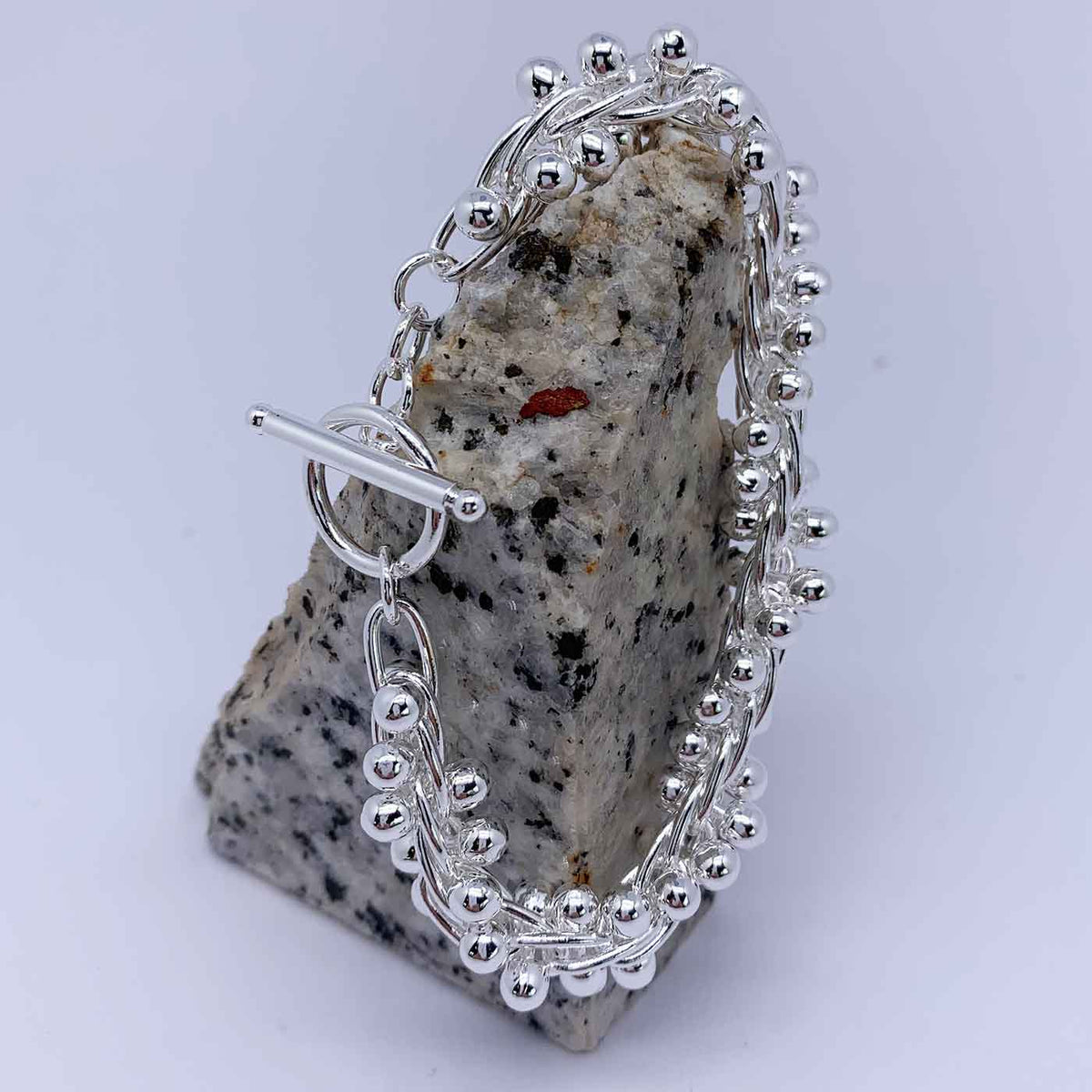 925 Sterling Silver Spiral Ball Chain Bracelet "Adelaide"