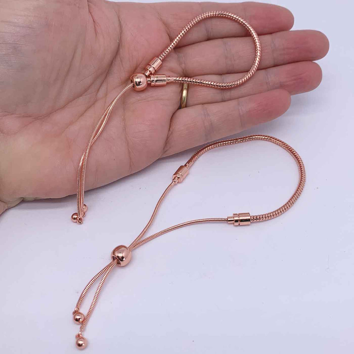 rose gold adjustable charm bracelet frenelle jewellery