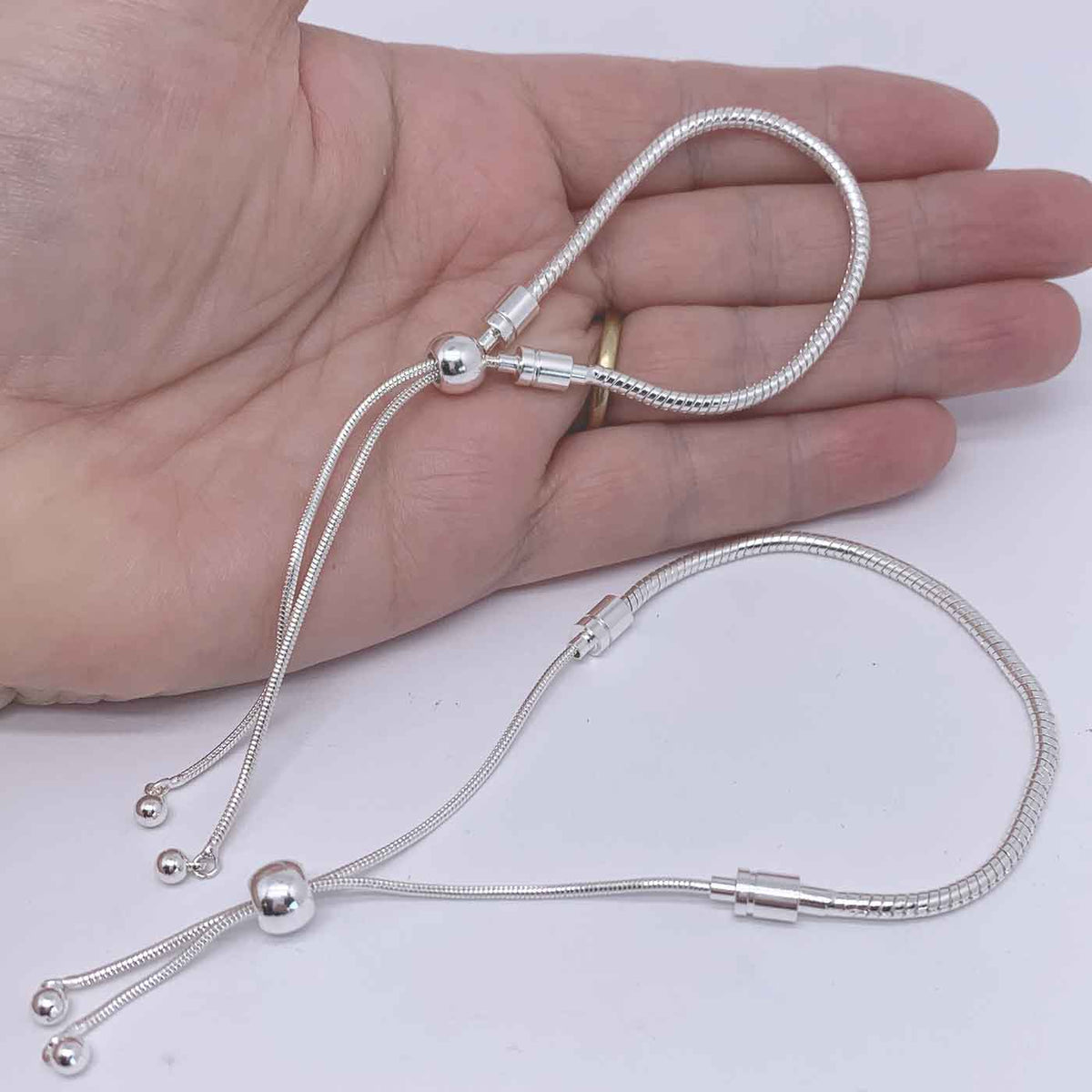 Silver Adjustable Bracelet for Collecting Charms