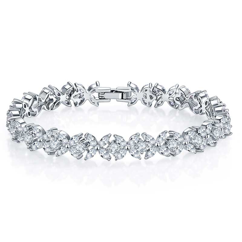 Silver Bride or Bridesmaid Bracelet CZ Diamonds "Alyssa"