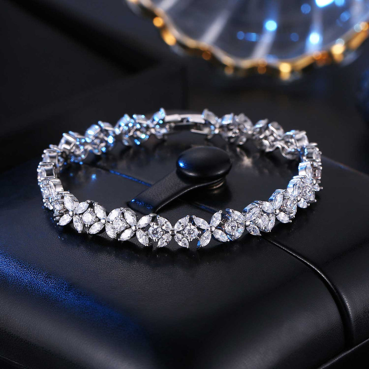 Silver Bride or Bridesmaid Bracelet CZ Diamonds "Alyssa"