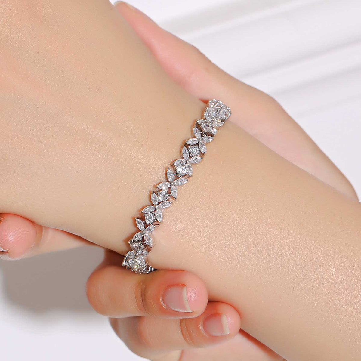 Silver Bride or Bridesmaid Bracelet CZ Diamonds "Alyssa"
