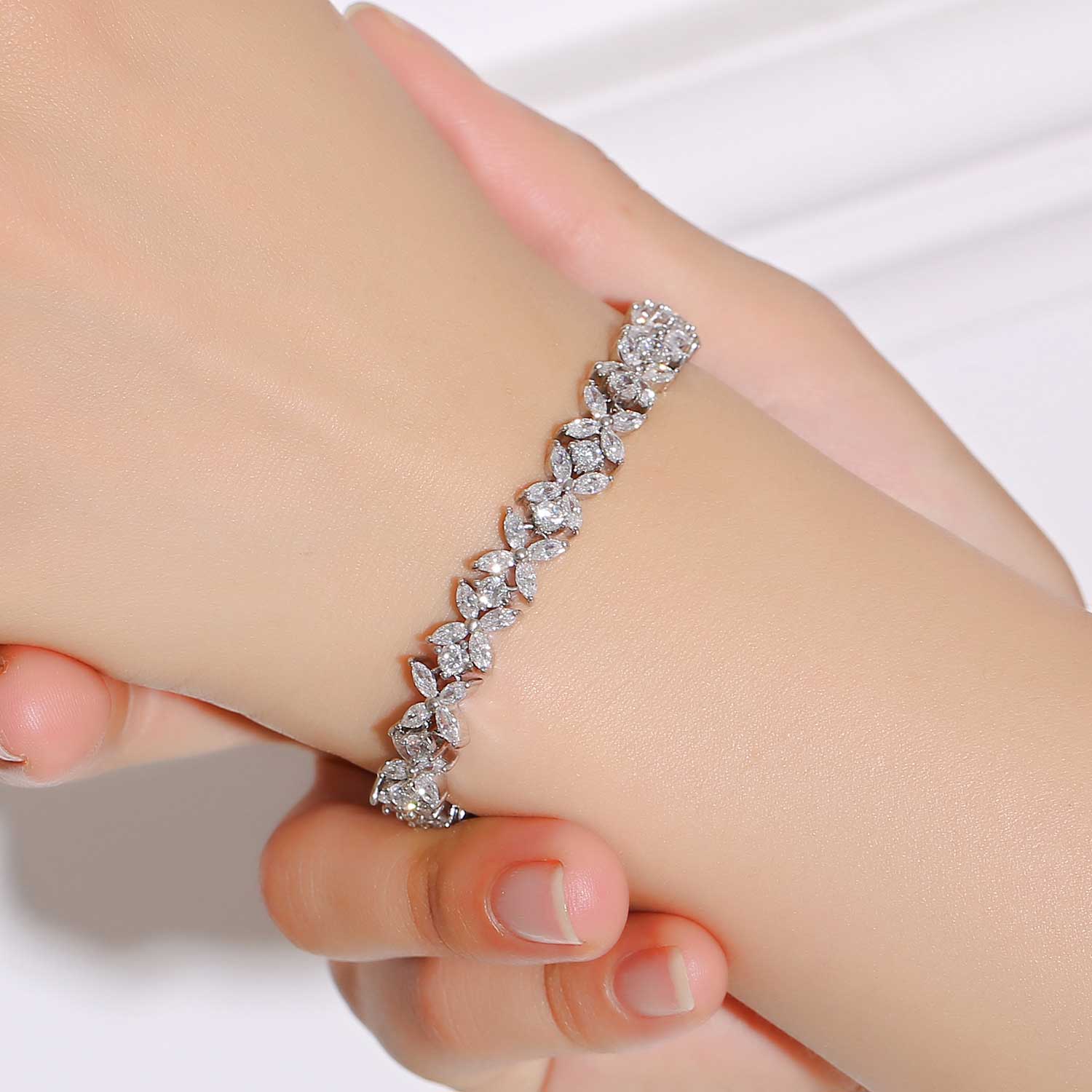 Silver Bride or Bridesmaid Bracelet CZ Diamonds "Alyssa"