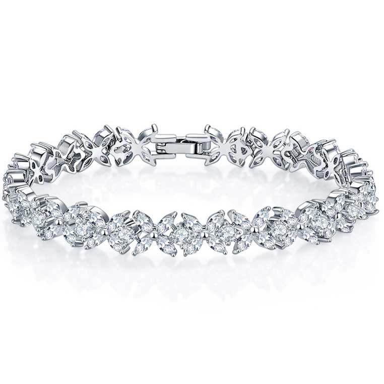 Silver Bride or Bridesmaid Bracelet CZ Diamonds "Alyssa"