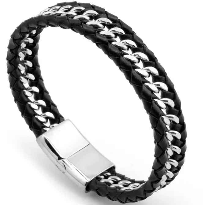 Stainless Steel and leather bracelet "Carl"