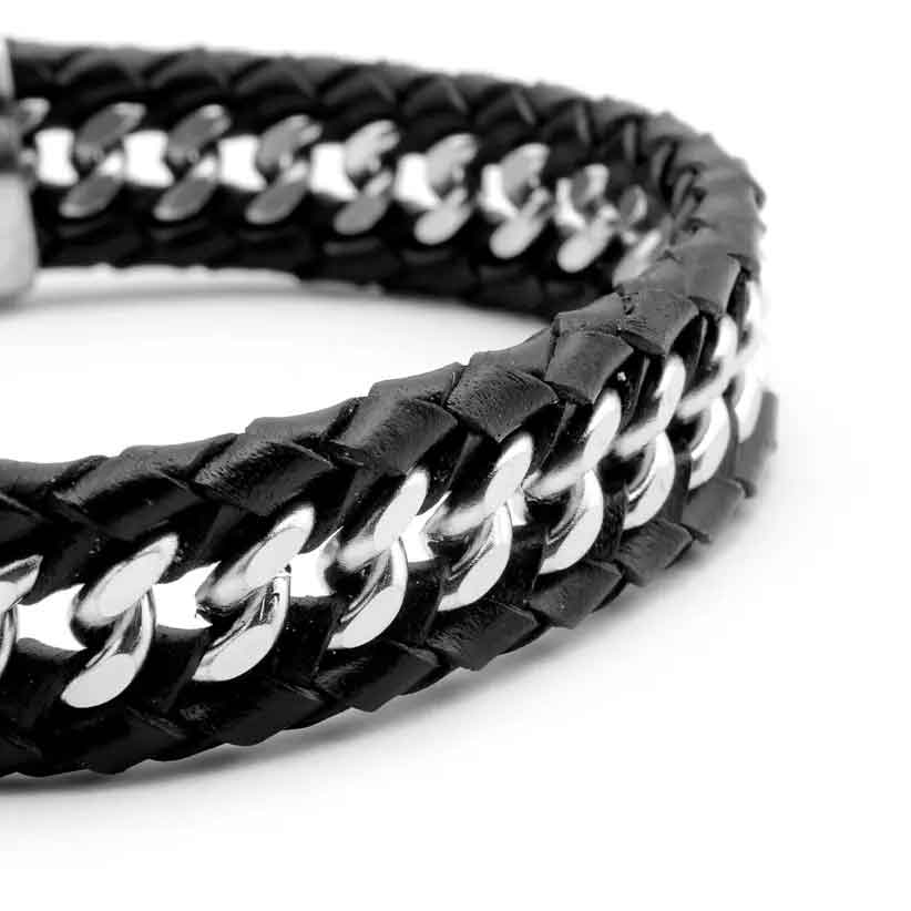 Stainless Steel and leather bracelet "Carl"