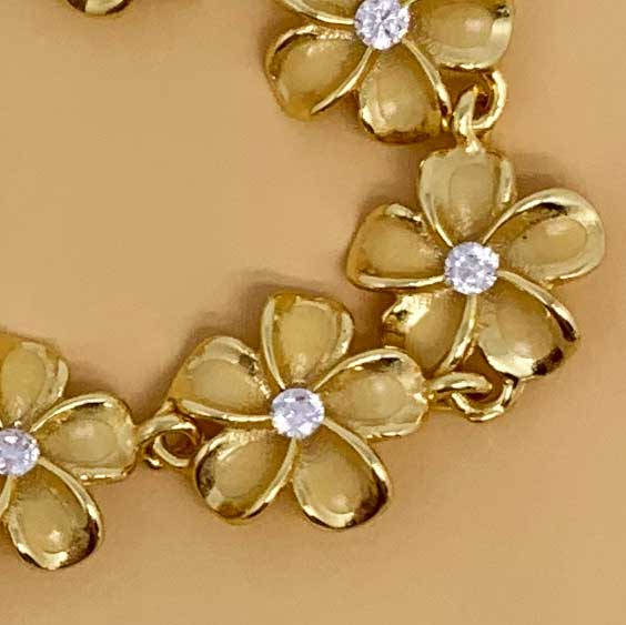18K Gold Flower CZ Diamond Bracelet "Cherie"