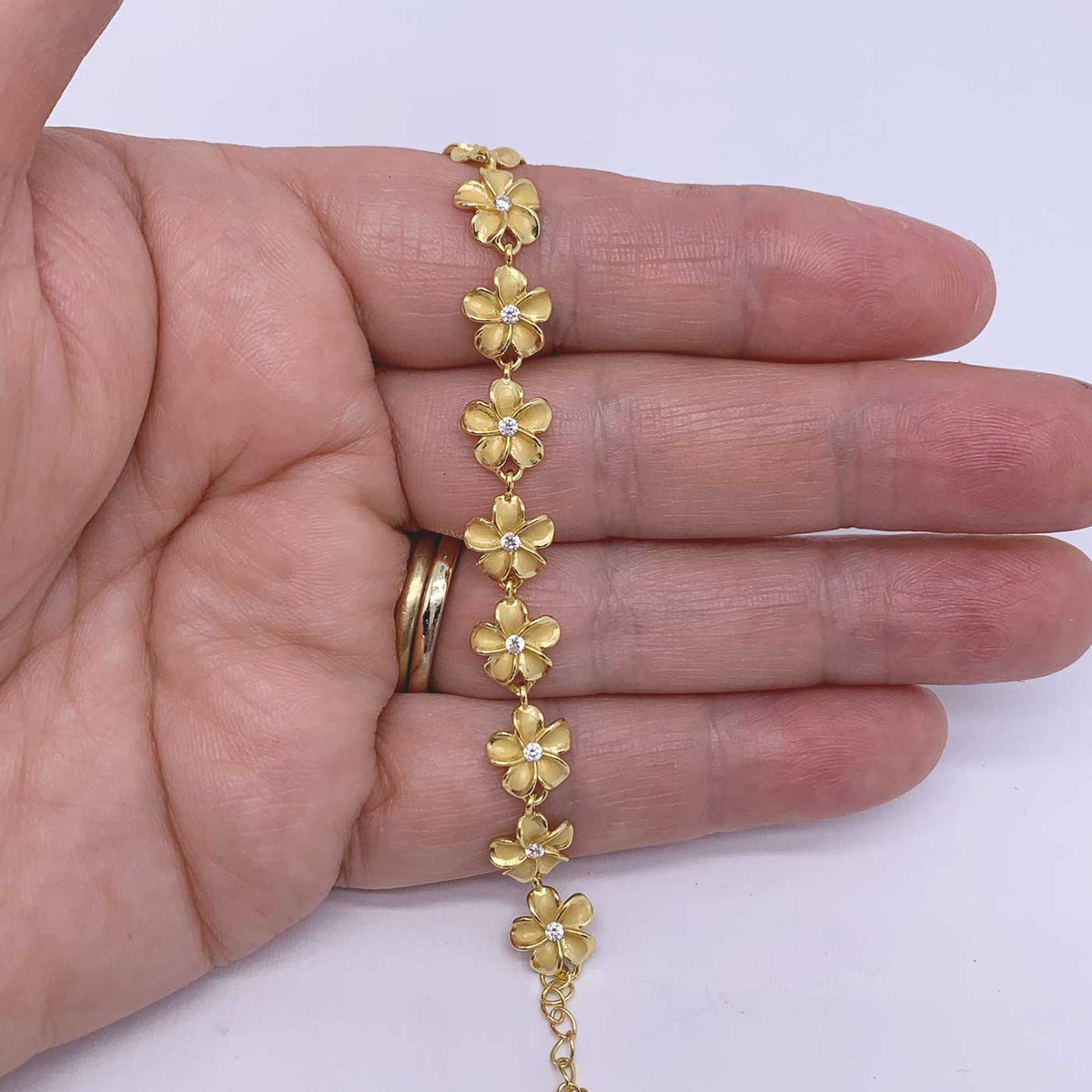 18K Gold Flower CZ Diamond Bracelet "Cherie"