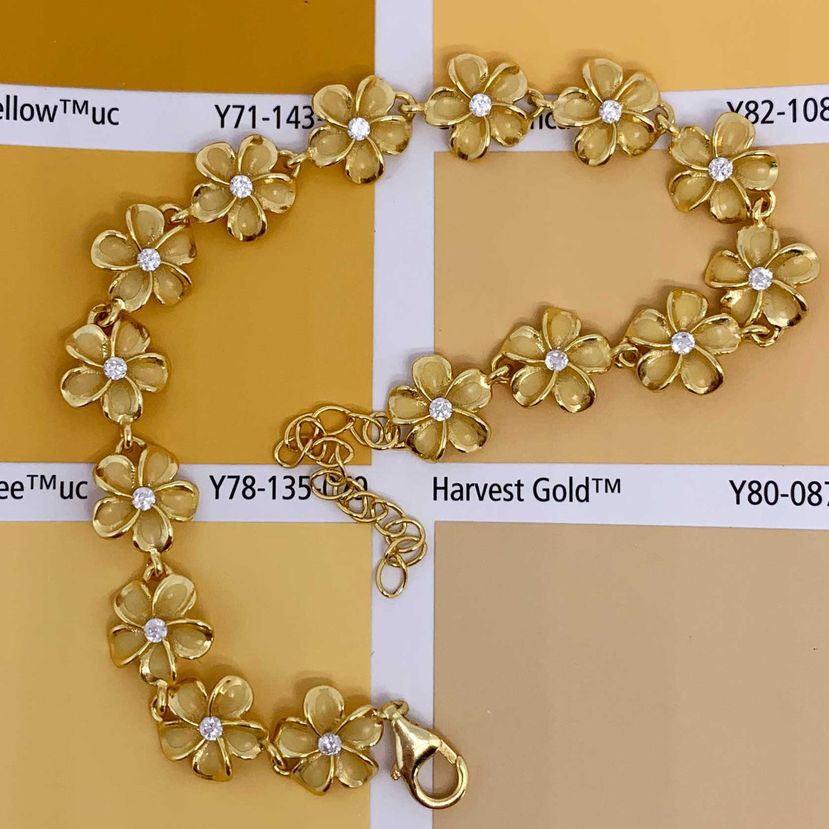 18K Gold Flower CZ Diamond Bracelet "Cherie"