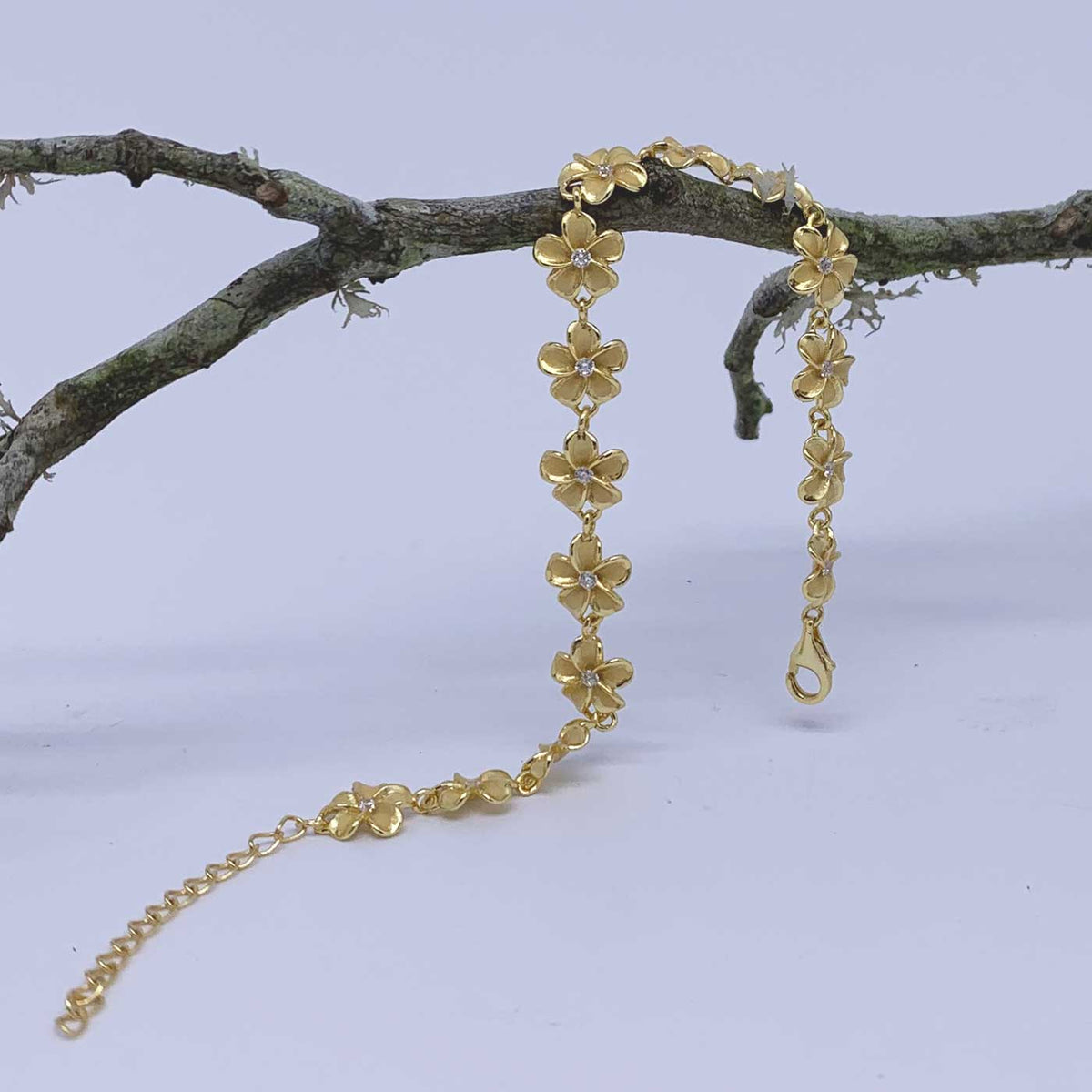 18K Gold Flower CZ Diamond Bracelet "Cherie"