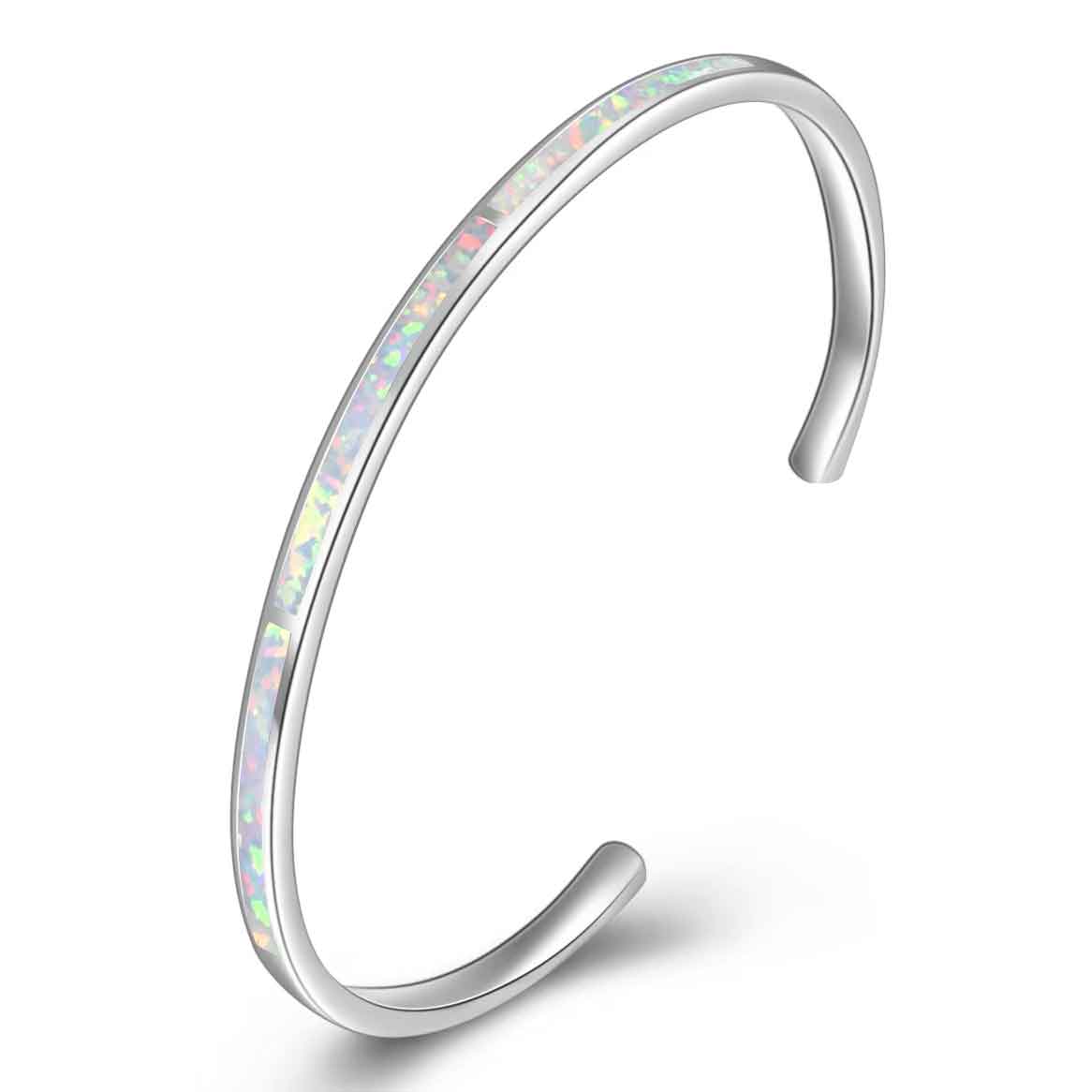 Silver Opal Bangle "Isabeau"