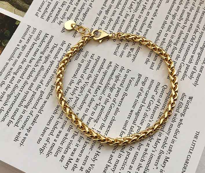 18K Gold Bracelet Chain over 925 Sterling Silver "Jocelyn"