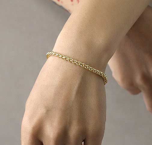 18K Gold Bracelet Chain over 925 Sterling Silver "Jocelyn"