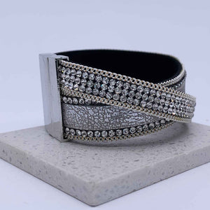 grey crystal leather bracelet jewellery