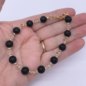 gold black lava bead bracelet frenelle