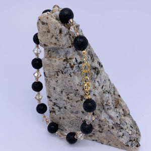 gold black lava bead bracelet jewellery nz