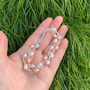 Silver Bracelet with Pearls on three strands "Luguana" (Mixed)