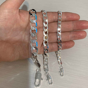 925 Sterling Silver Flat Curb Chain "Lyndsey" (6mm)